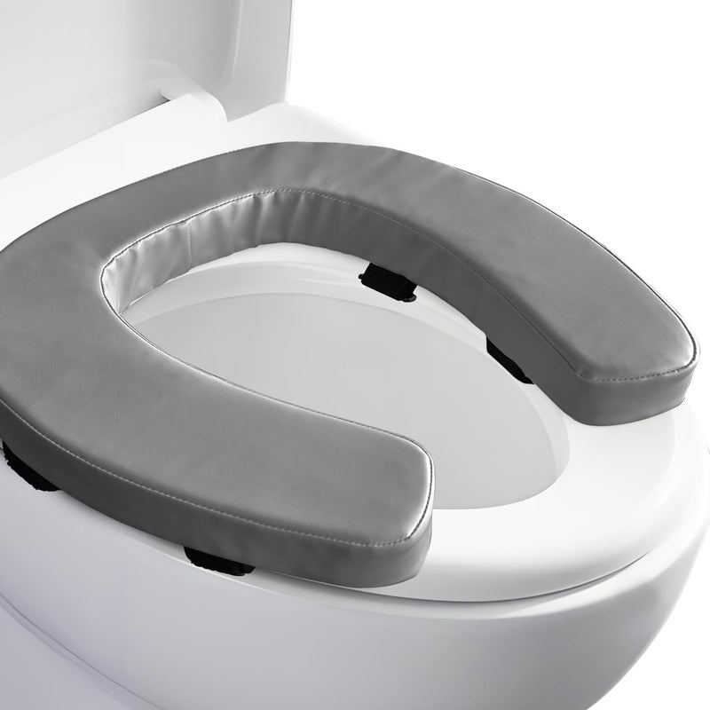 Deftyolo Toilet Seat Cushion with 2-inch High-Density Foam,Toilet Seat Riser-Suitable for Standard,Elongated Toilet Seats Commode Chairs Raised Toilet Seats(Grey) - Image 1